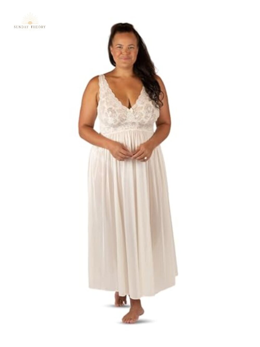 Silky Lace Bodice Nightgown Flowy Sleeveless Sleepwear